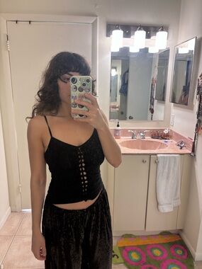 Source Unknown Black Spaghetti Strap Tank Top